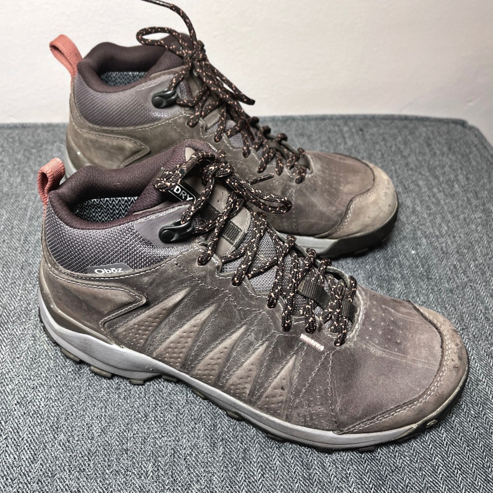 Oboz Sapphire Mid B-DRY Waterproof Hiking Boots Gray Rose Womens 8